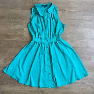 Turquoise summer dress with circle skirt